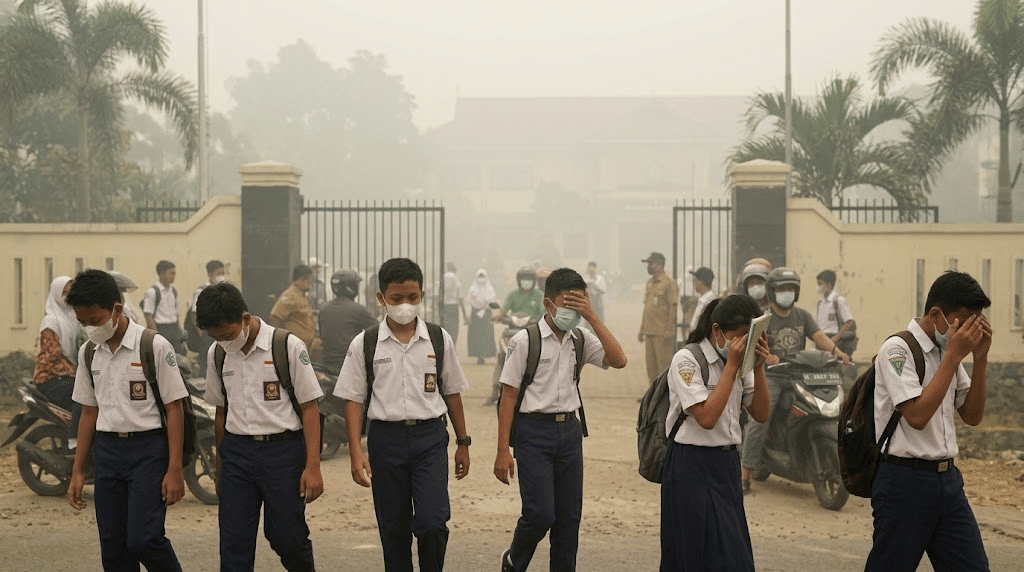 Warga Palembang Merana, Asap Karhutla Pekat Paksa Siswa Dipulangkan 2 Warga Palembang Merana, Asap Karhutla Pekat Paksa Siswa Dipulangkan